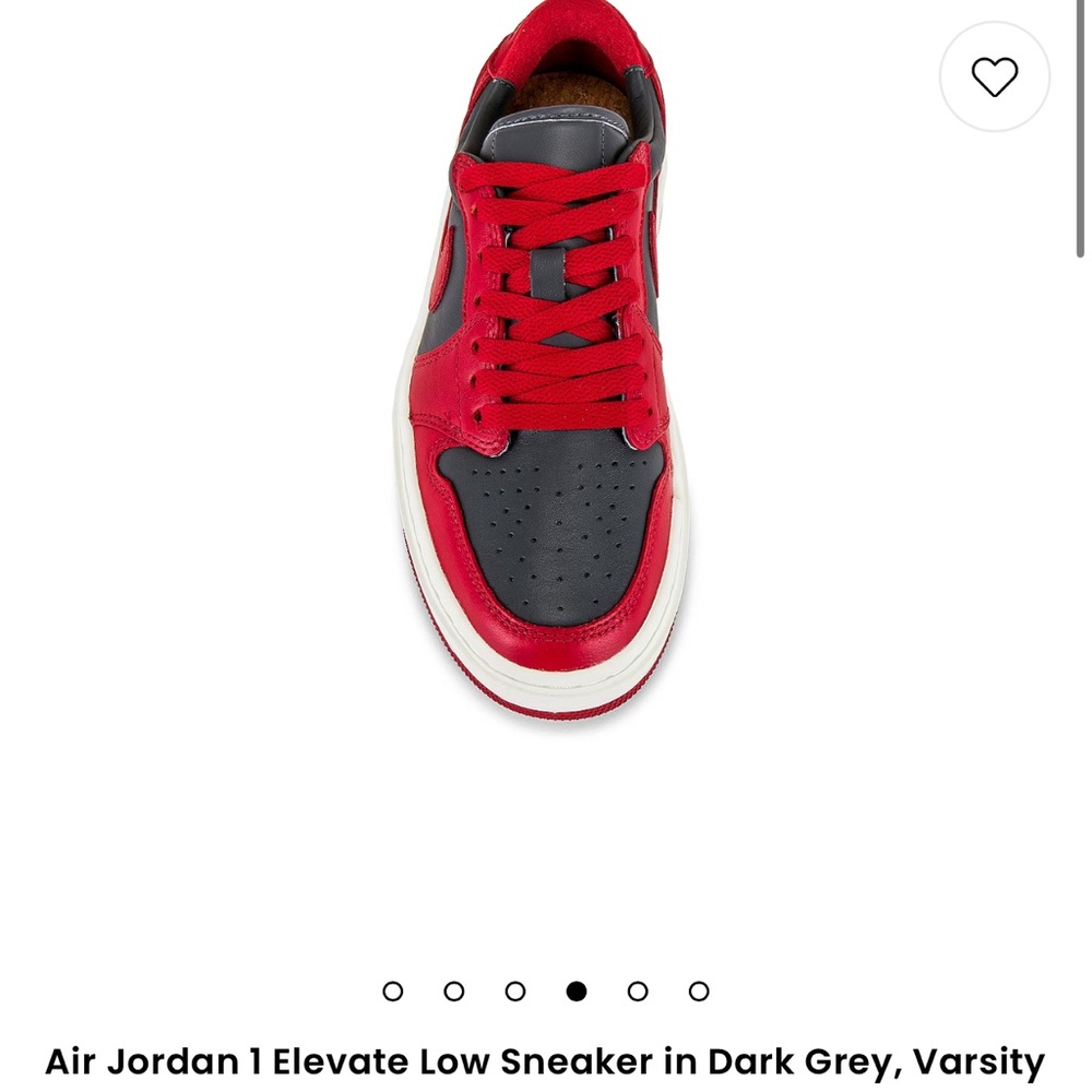 Air Jordan 1 Elevate Low Sneaker in Dark Grey, Varsity Red, & Snaill 8.5